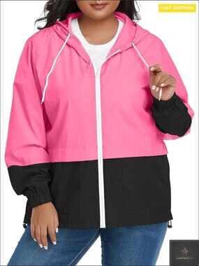 Packable Lightweight Hooded Raincoat Plus Size Waterproof Windbreaker Jacket
